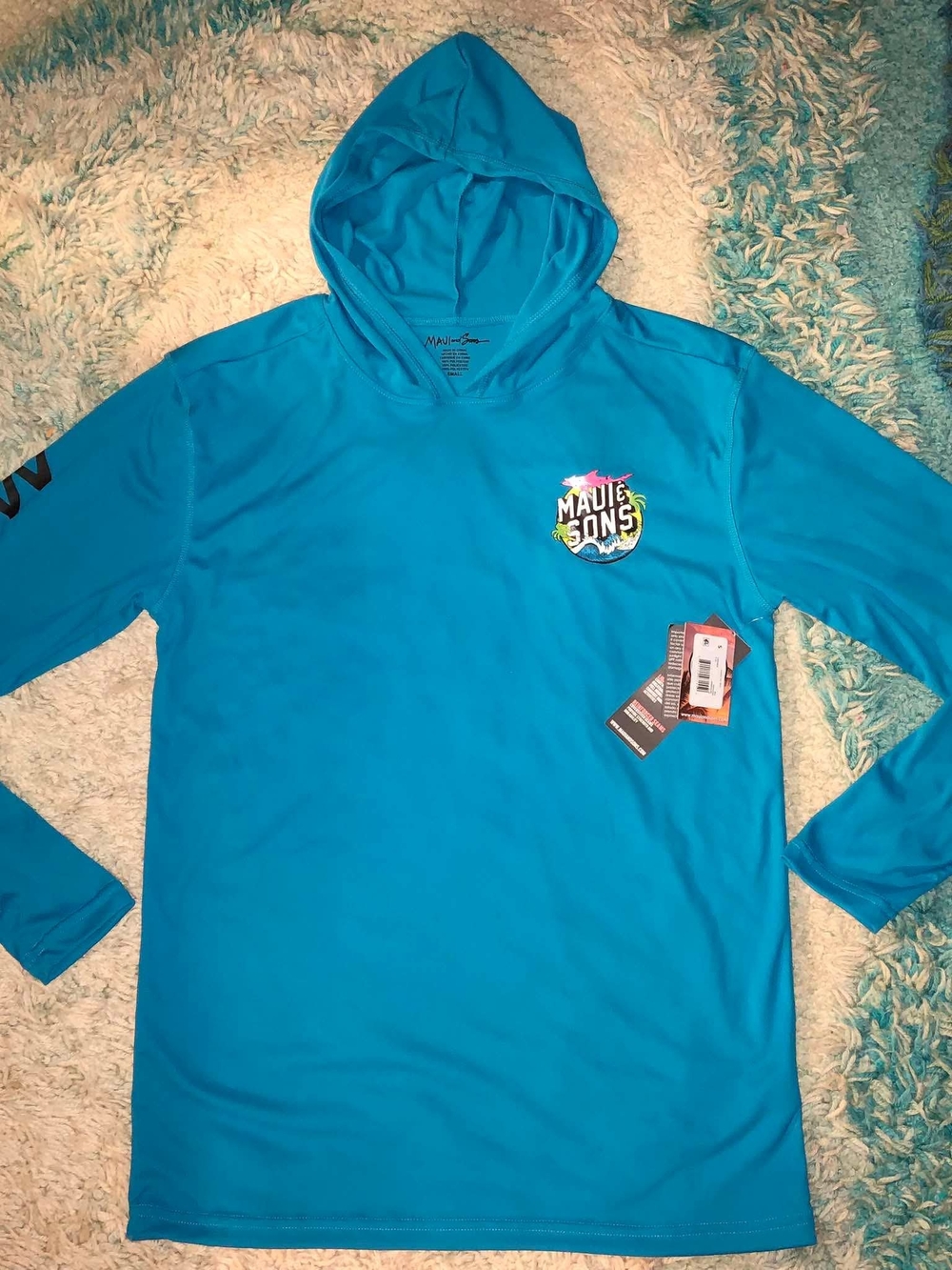 Maui and Sons Teal Hooded Long Sleeve Shirt